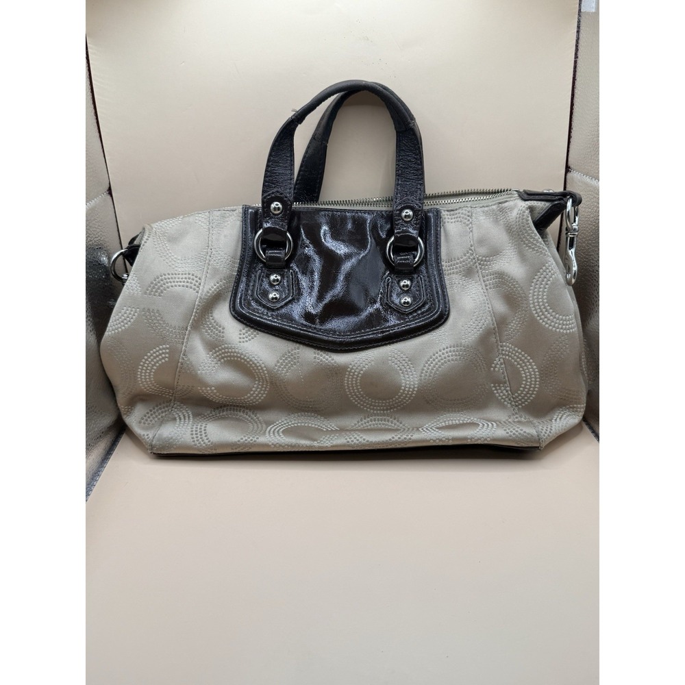 Coach Ashley Dotted OP Art Satchel Hand Bag Purse F20027 Brown-read description - Picture 3 of 16